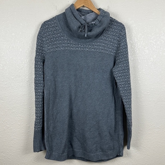 Eddie Bauer Gray Knit Long Sleeve Adjustable Cowl Neck Sweater Size XLarge - Picture 1 of 11